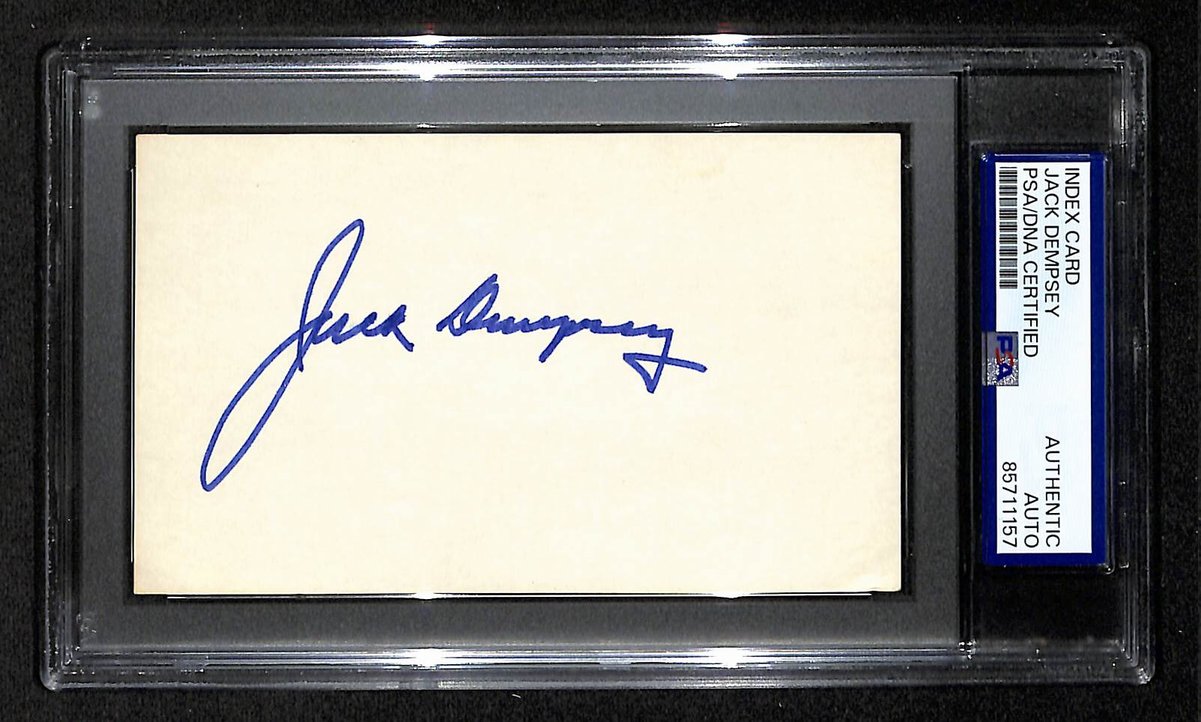 Jack Dempsey Signed/Autographed 3x5 Index Card Boxing PSA/DNA BA204183