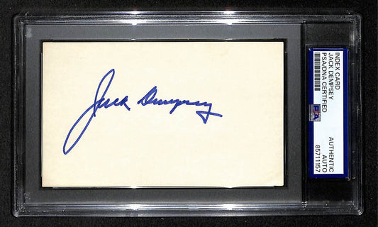 Jack Dempsey Signed/Autographed 3x5 Index Card Boxing PSA/DNA BA204183