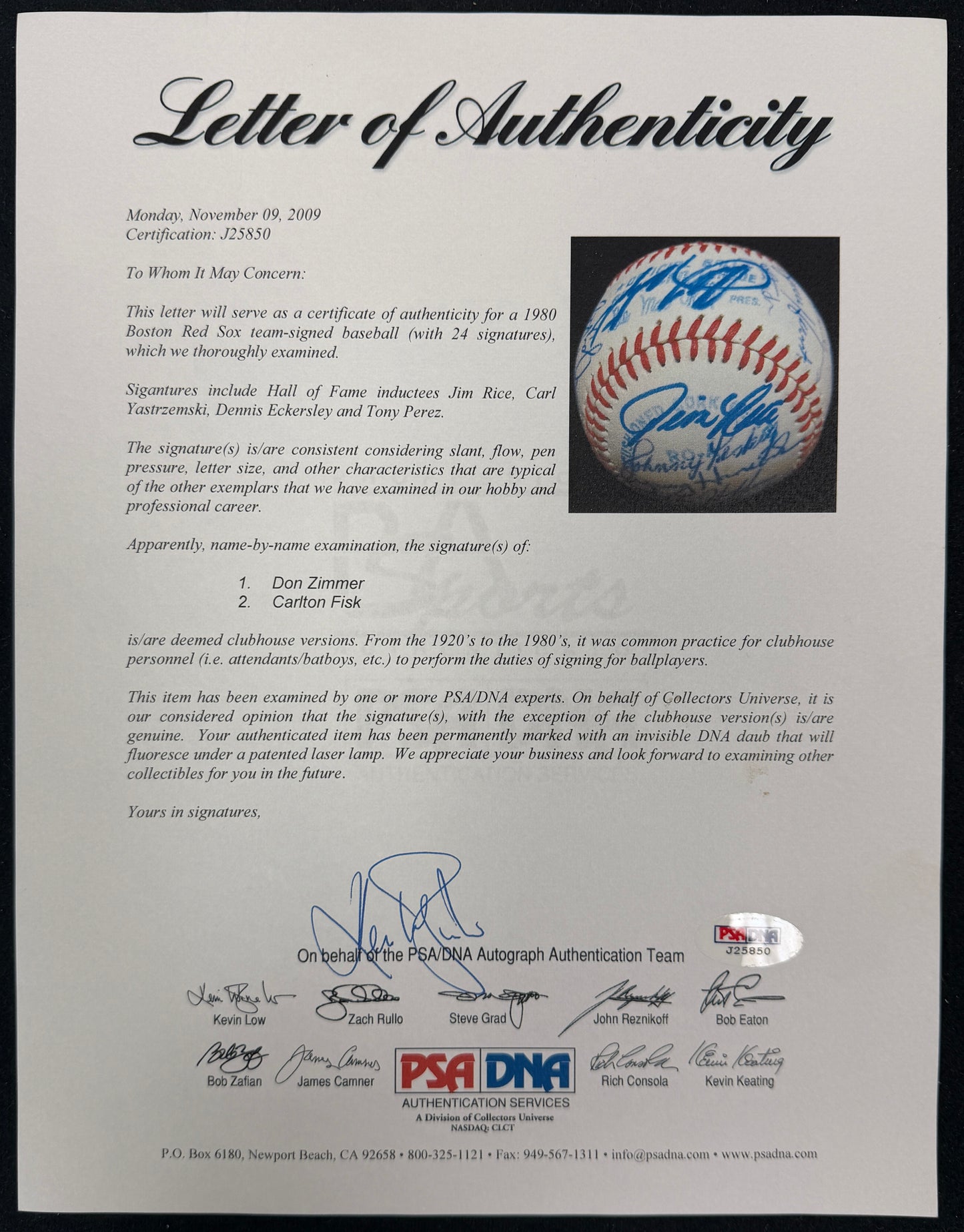 1980 Boston Red Sox Team-Signed OAL Baseball (24) Yaz, Perez PSA/DNA 212324
