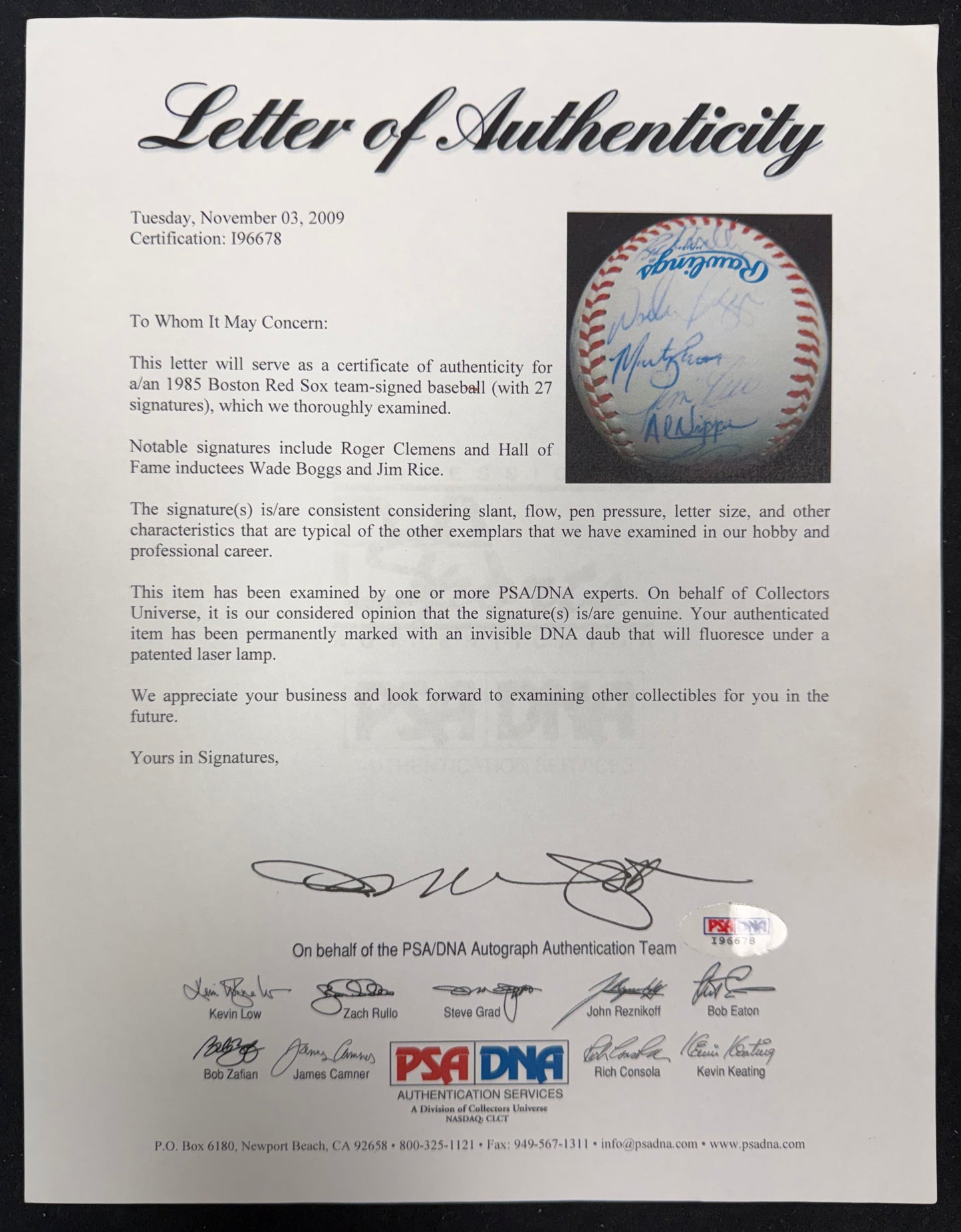 1985 Boston Red Sox Team-Signed OAL Baseball (27) Clemens, Boggs PSA/DNA 212333