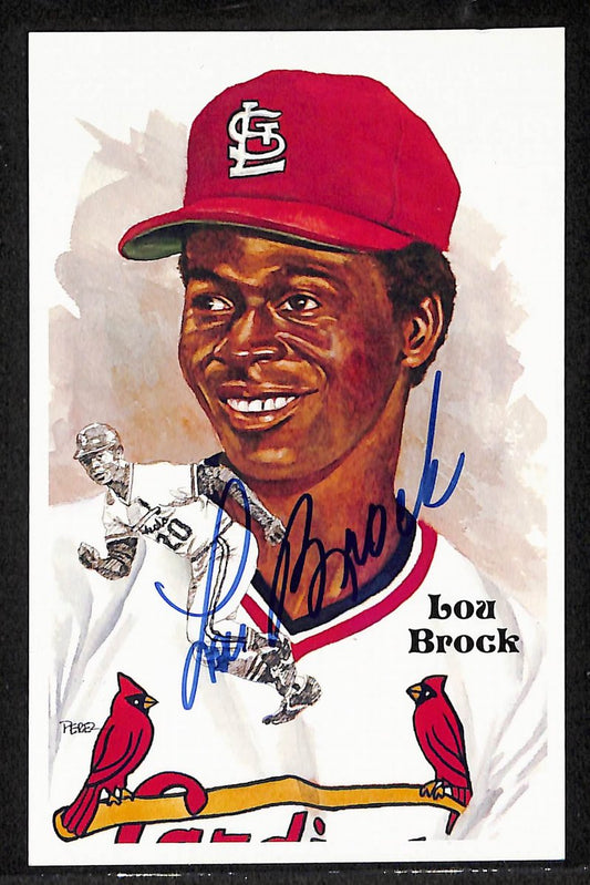 Lou Brock Signed/Autographed Cardinals HOF Perez Steele Postcard 212372
