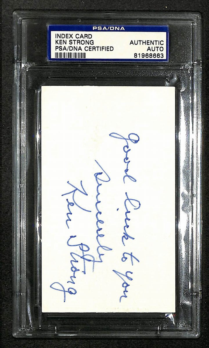 Ken Strong Signed/Autographed Giants HOF Index Card PSA/DNA 212417