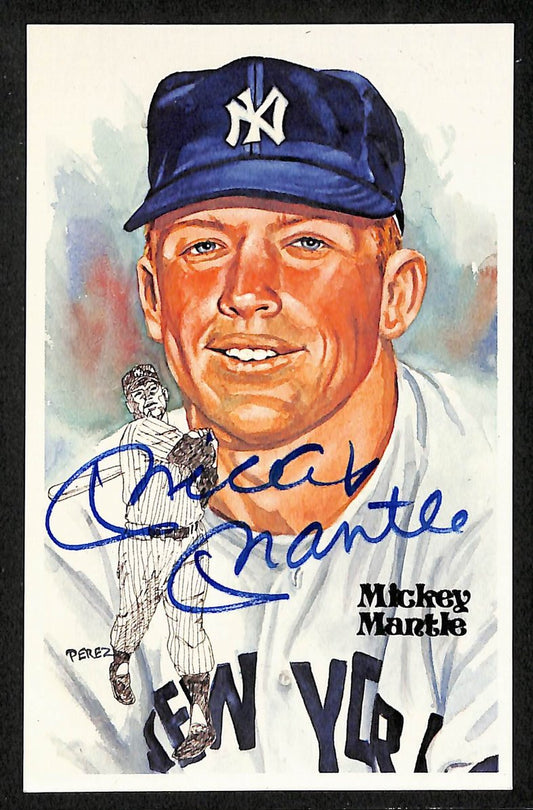 Mickey Mantle Signed/Autographed Yankees HOF Perez Steele Postcard 212356