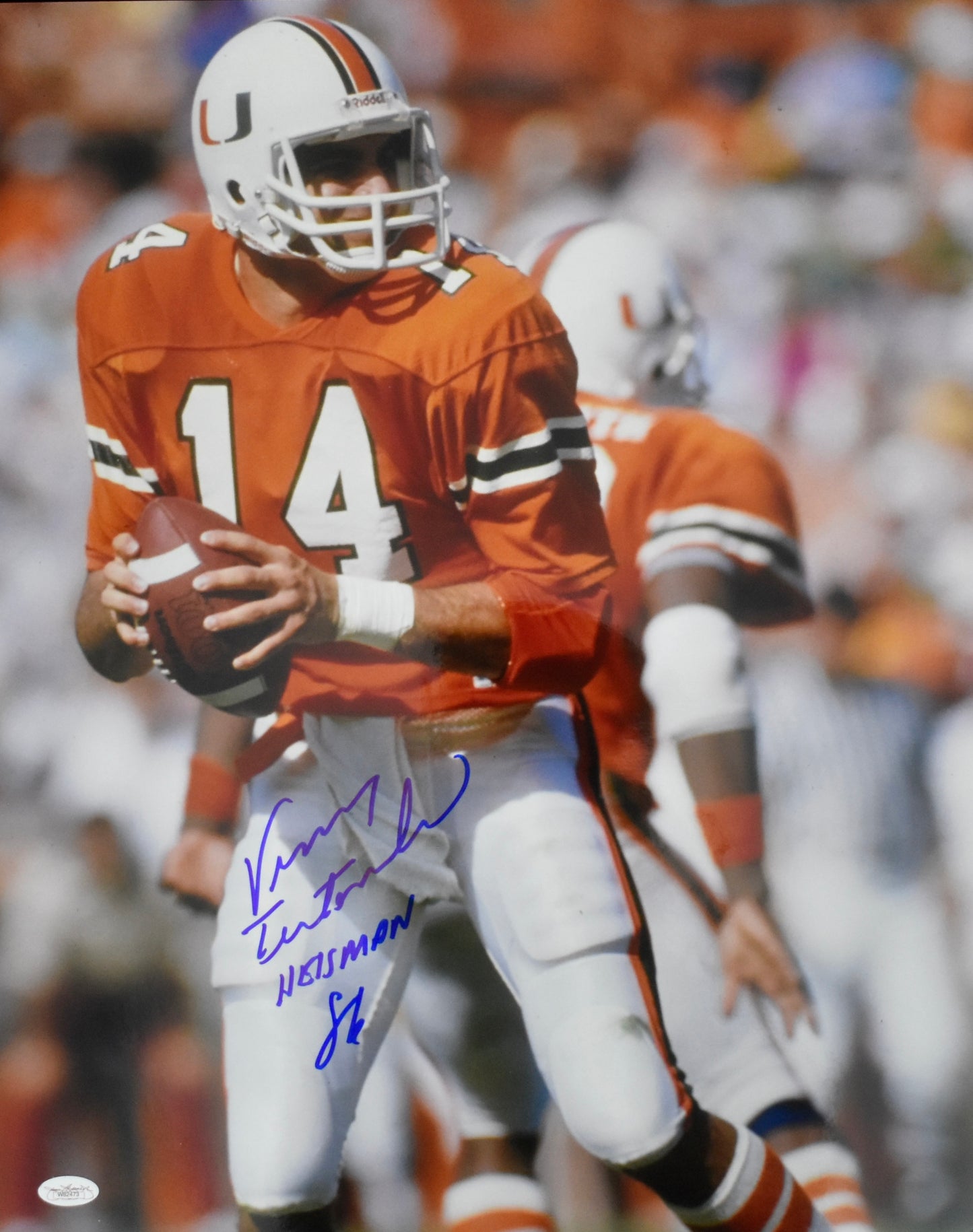 Vinny Testeverde Signed/Autographed 16x20 Photo Miami Heisman JSA BA212467