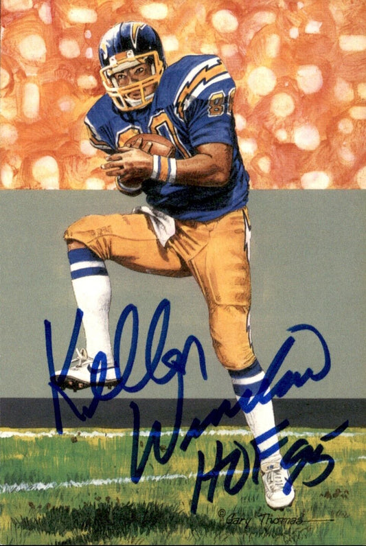 Kellen Winslow HOF Autographed/Inscr Goal Line Art GLAC Postcard Chargers JSA
