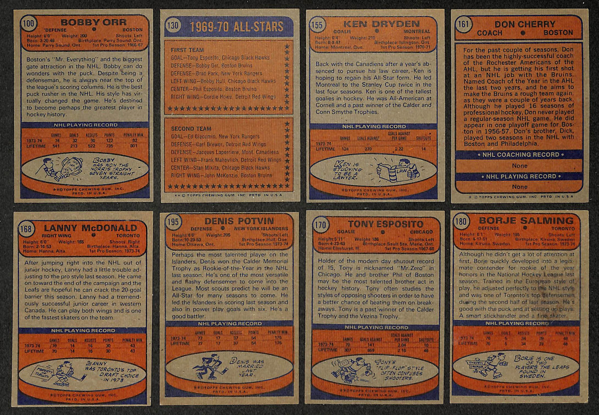 1974-75 Topps Hockey Complete Set (264) Cards Orr  Potvin Bowman Salming 212034