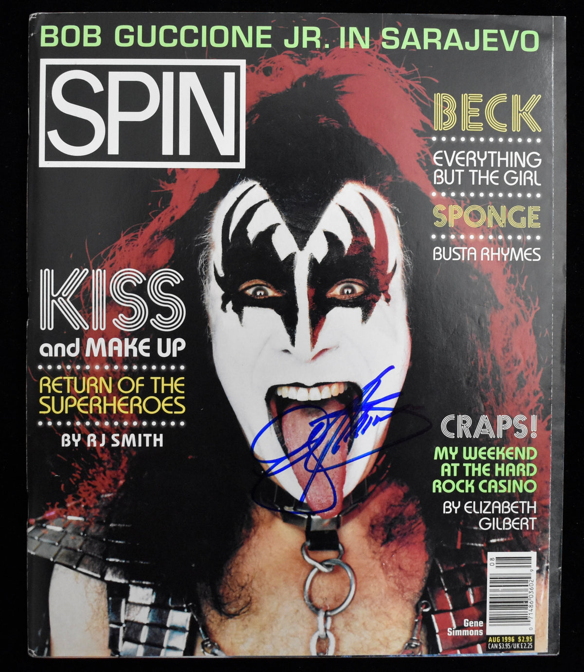 KISS Signed/Auto 1996 Set of 4 Spin Magazines Simmons/Stanley Beckett 212033