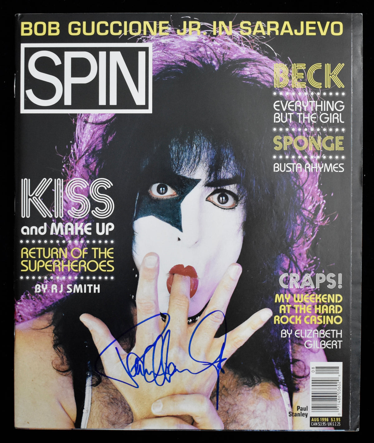 KISS Signed/Auto 1996 Set of 4 Spin Magazines Simmons/Stanley Beckett 212033