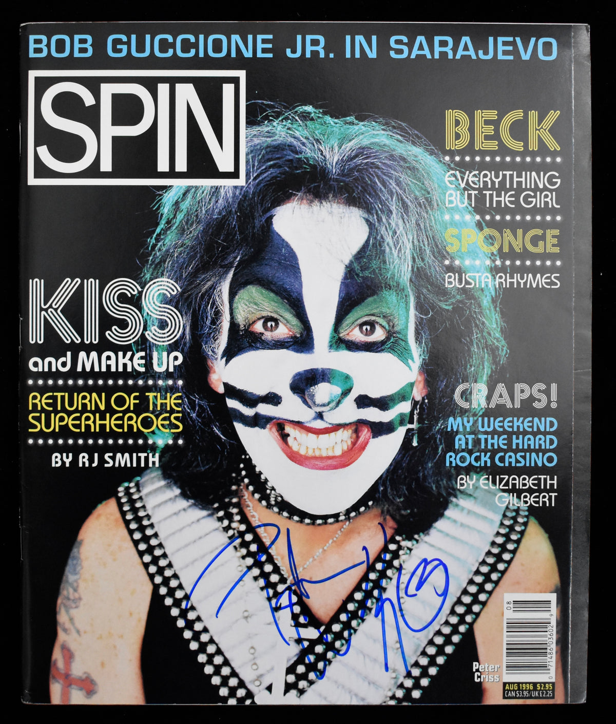 KISS Signed/Auto 1996 Set of 4 Spin Magazines Simmons/Stanley Beckett 212033