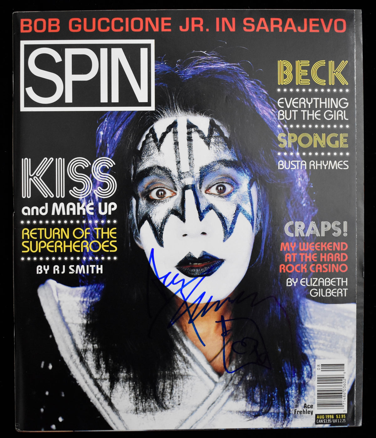 KISS Signed/Auto 1996 Set of 4 Spin Magazines Simmons/Stanley Beckett 212033