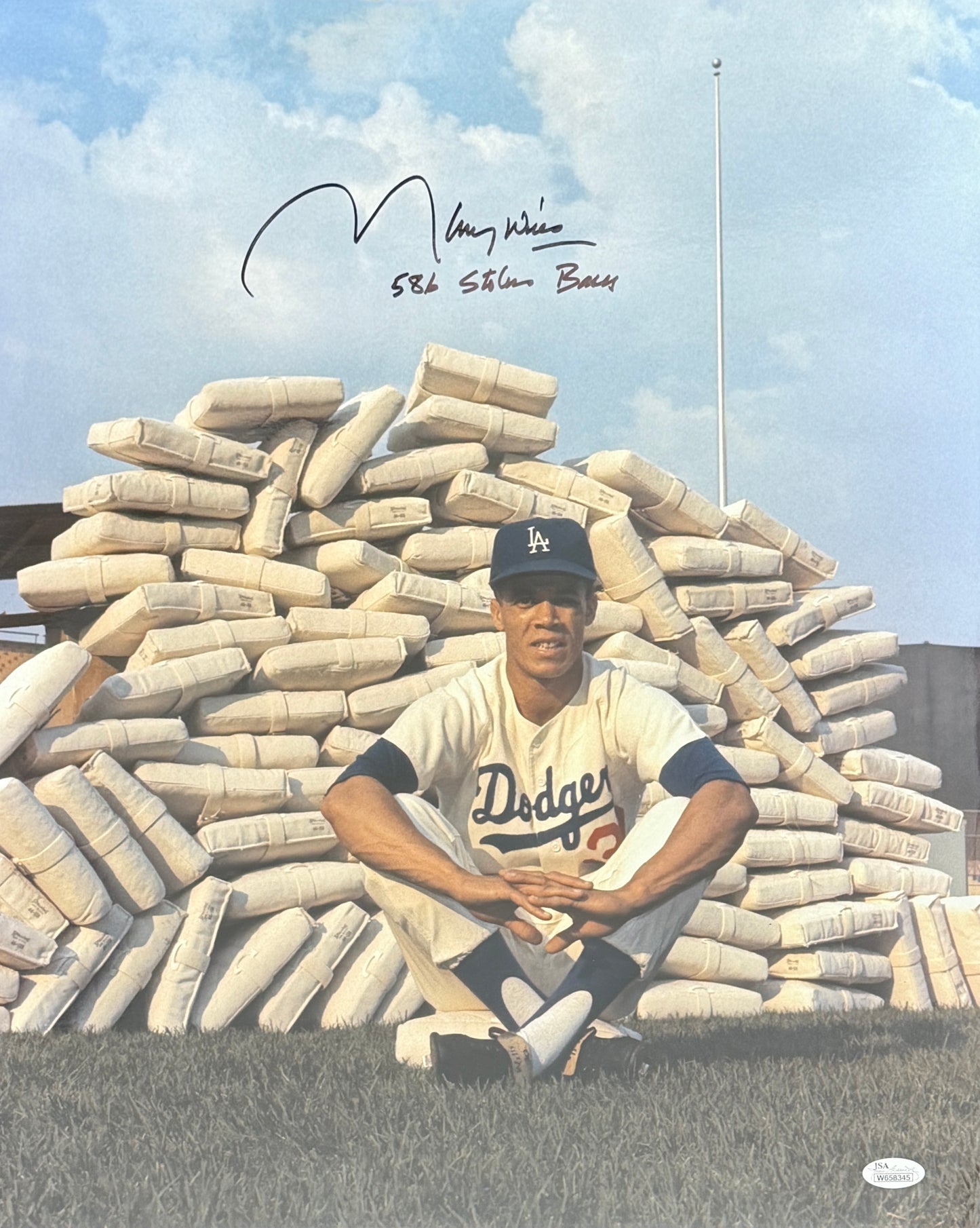 Maury Wills Signed/Autographed 16x20 Photo Dodgers JSA 212043