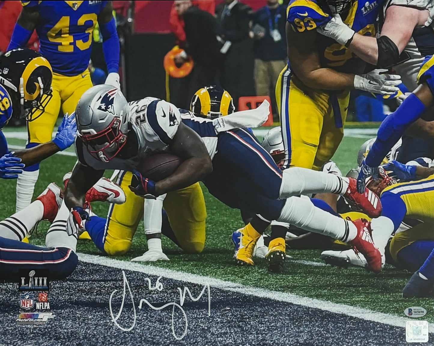 Sony Michel Signed/Autographed 16x20 Photo Patriots BAS 212057