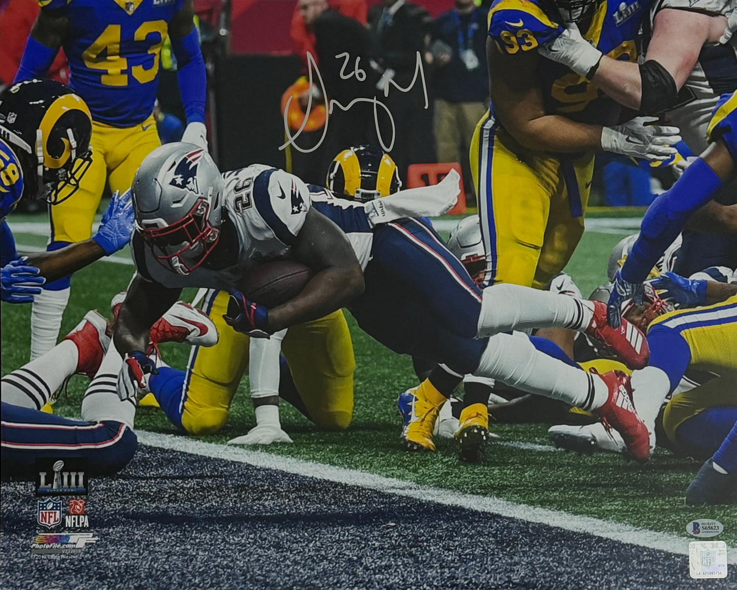 Sony Michel Signed/Autographed 16x20 Photo Patriots BAS 212058