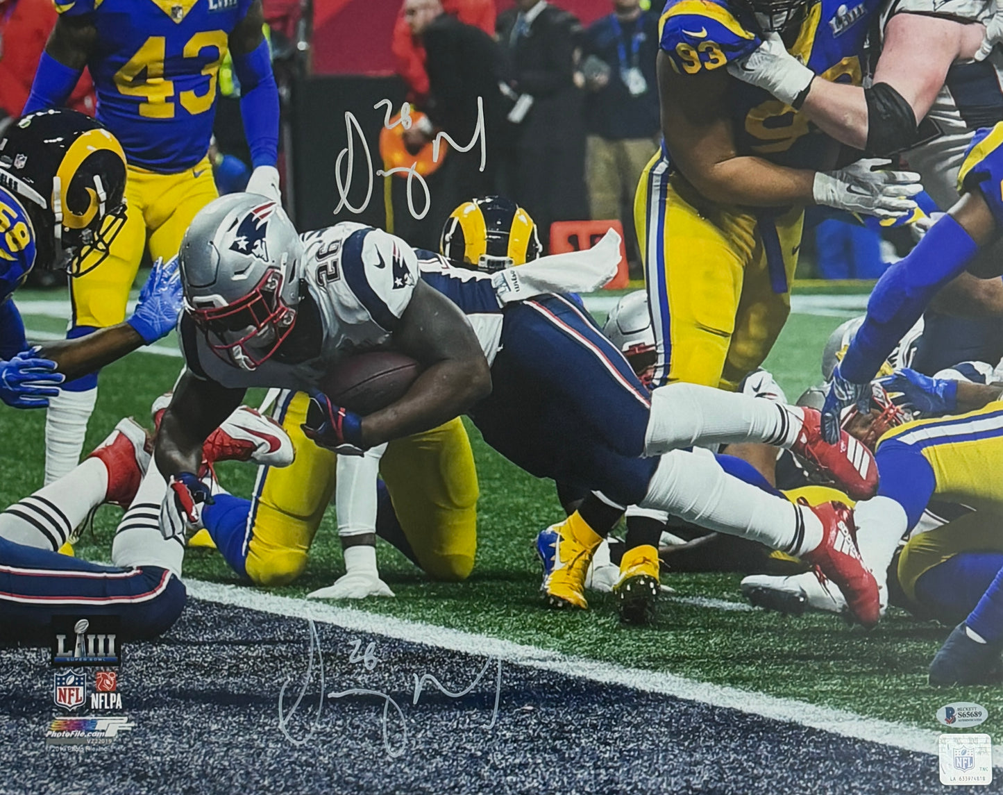 Sony Michel Signed/Autographed 16x20 Photo Patriots BAS 212059