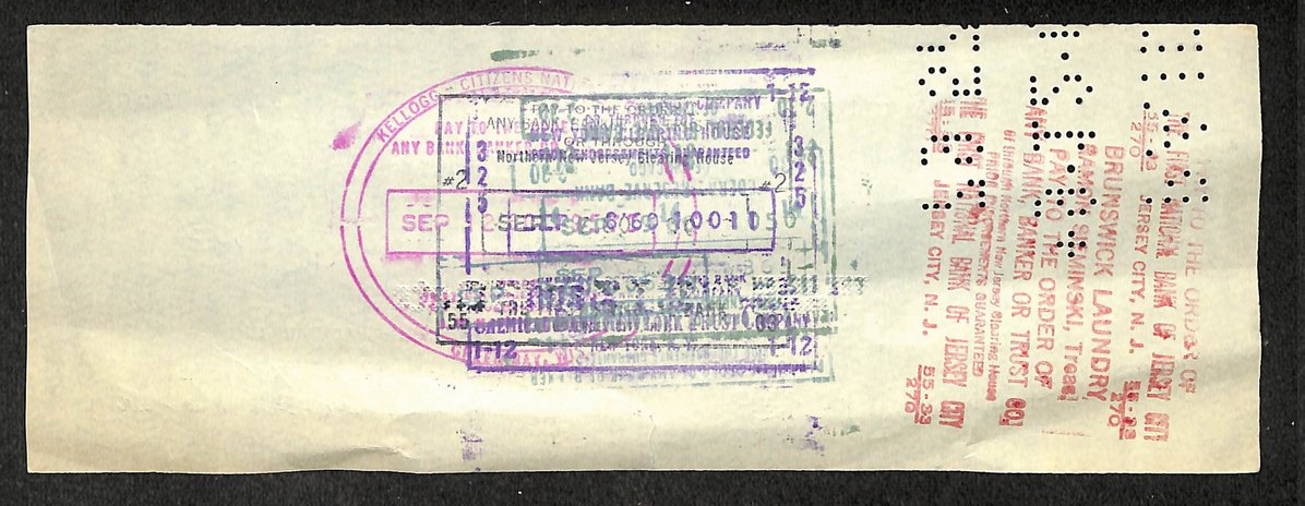 Vince Lombardi HOF Packers Signed/Autographed 1960 Bank Check JSA LOA 212346