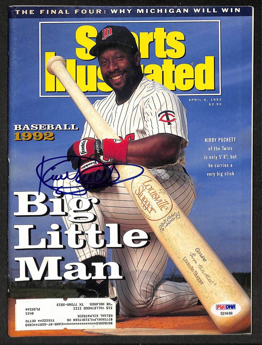 Kirby Puckett HOF Signed 1992 Sports Illustrated Twins PSA/DNA 212093