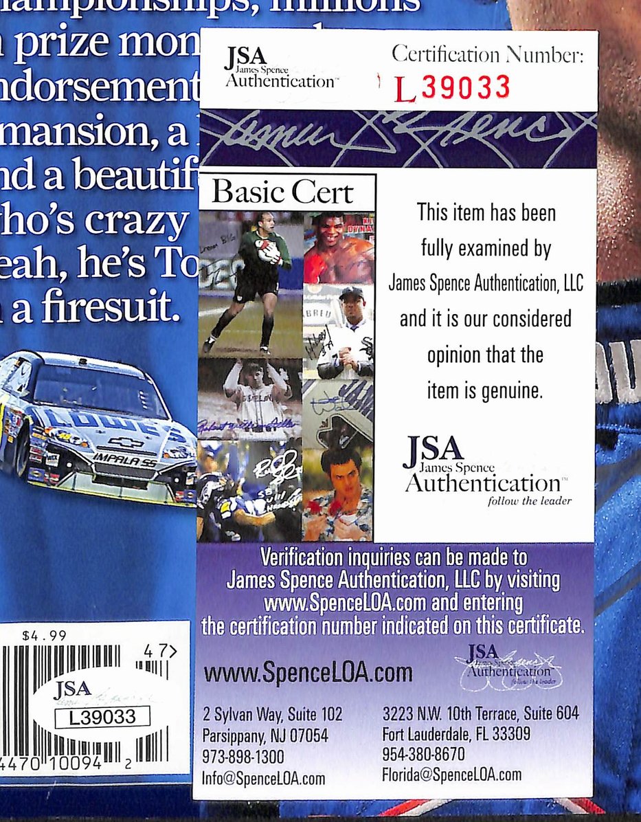 Jimmie Johnson Signed/Autographed 2008 Sports Illustrated NASCAR JSA 212101
