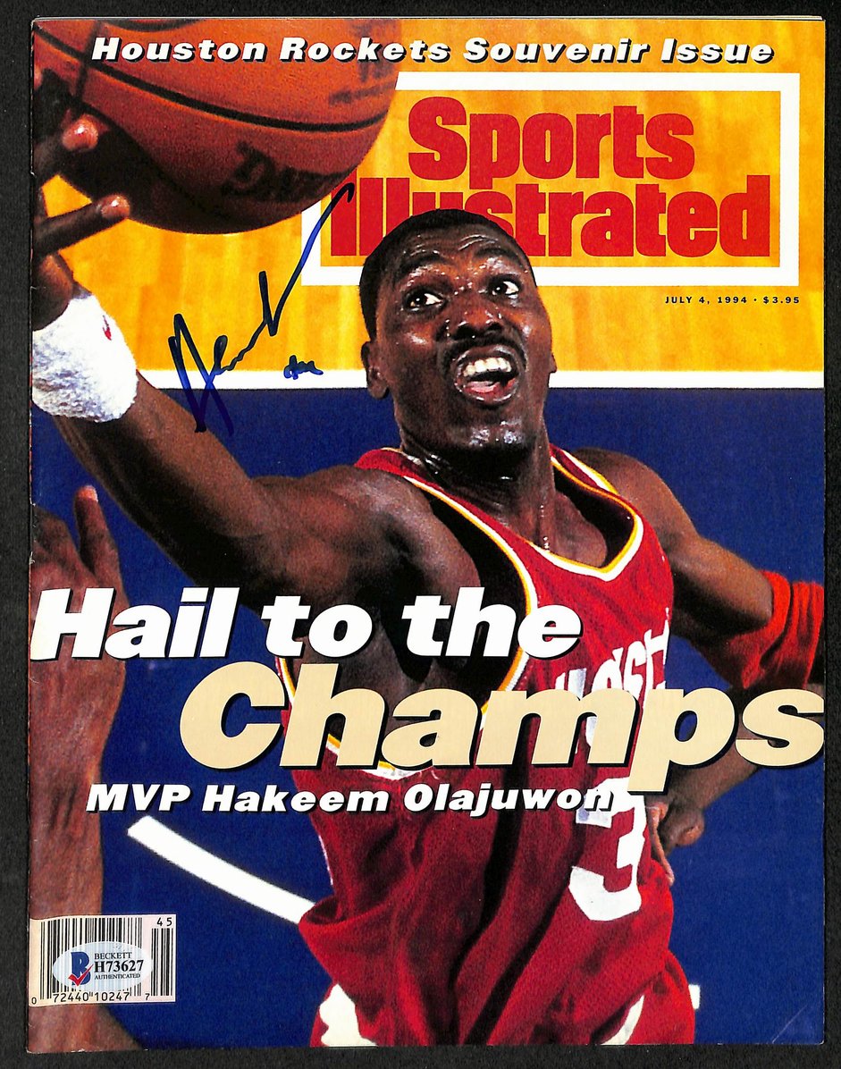 Hakeem Olajuwon HOF Signed/Autographed 1994 Sports Illustrated Rockets BAS 12106