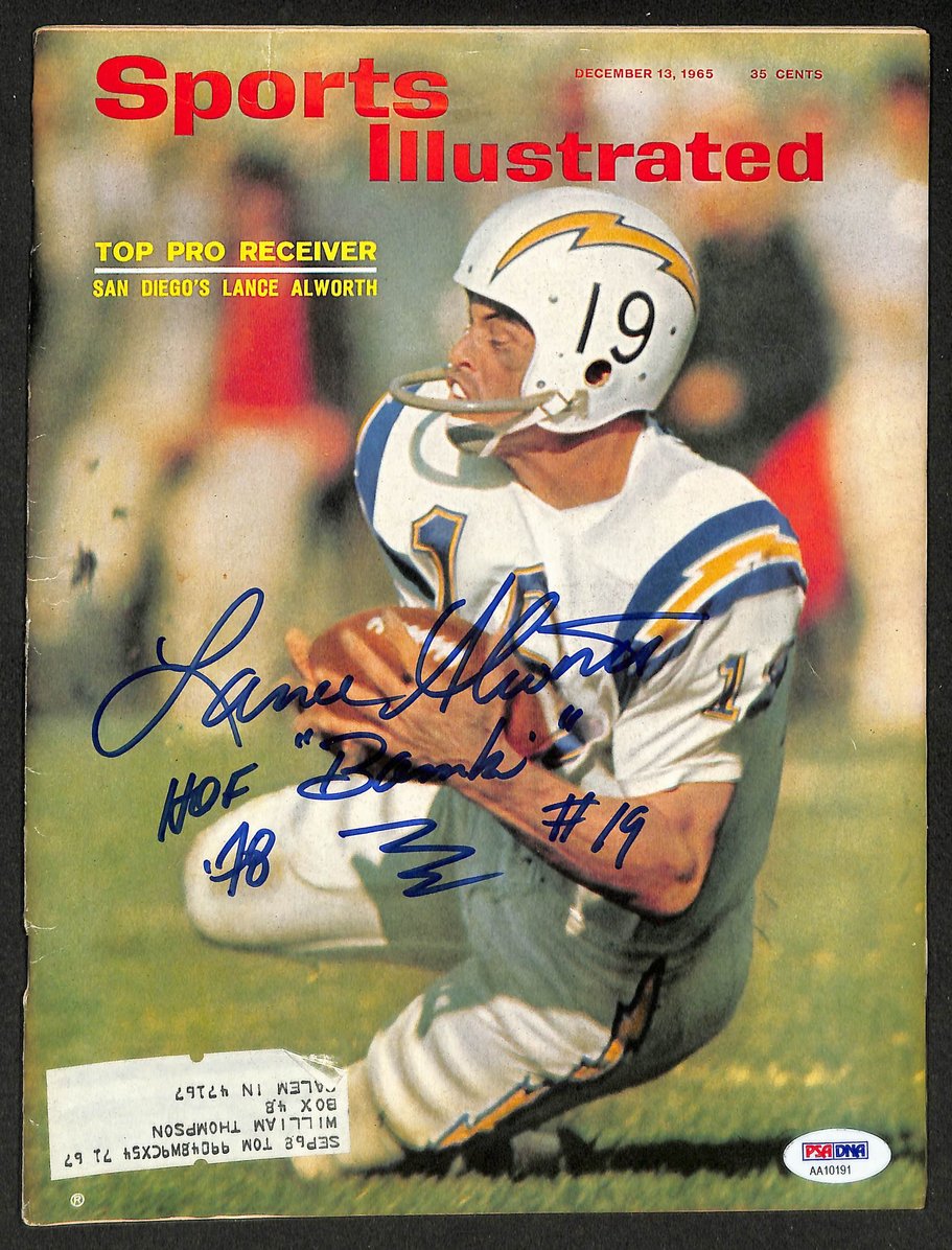 Lance Alworth HOF Signed 1965 Sports Illustrated Chargers PSA/DNA 212109