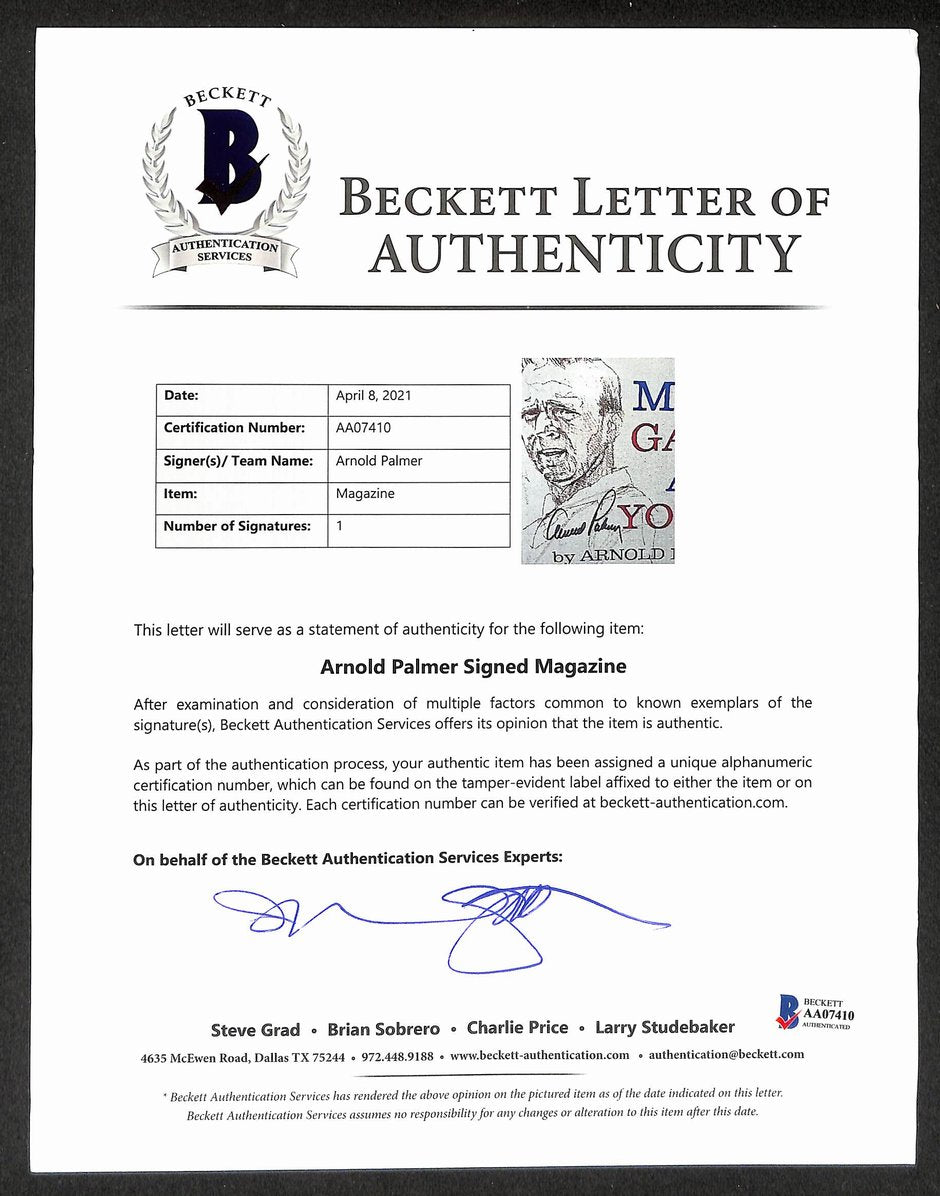 Arnold Palmer Signed/Autographed 1963 Sports Illustrated Golf BAS Letter 212116