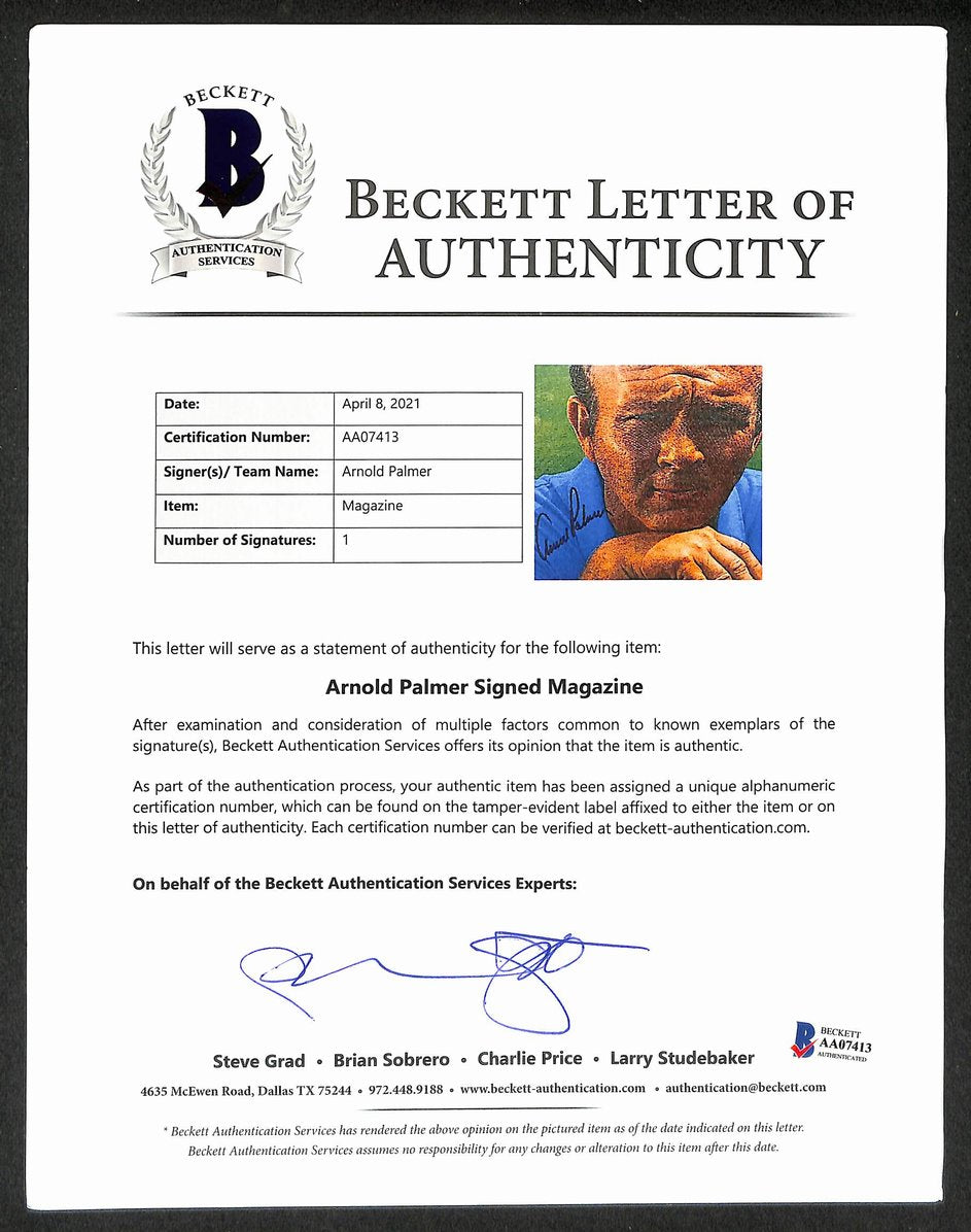 Arnold Palmer Signed/Autographed 1969 Sports Illustrated Golf BAS Letter 212124