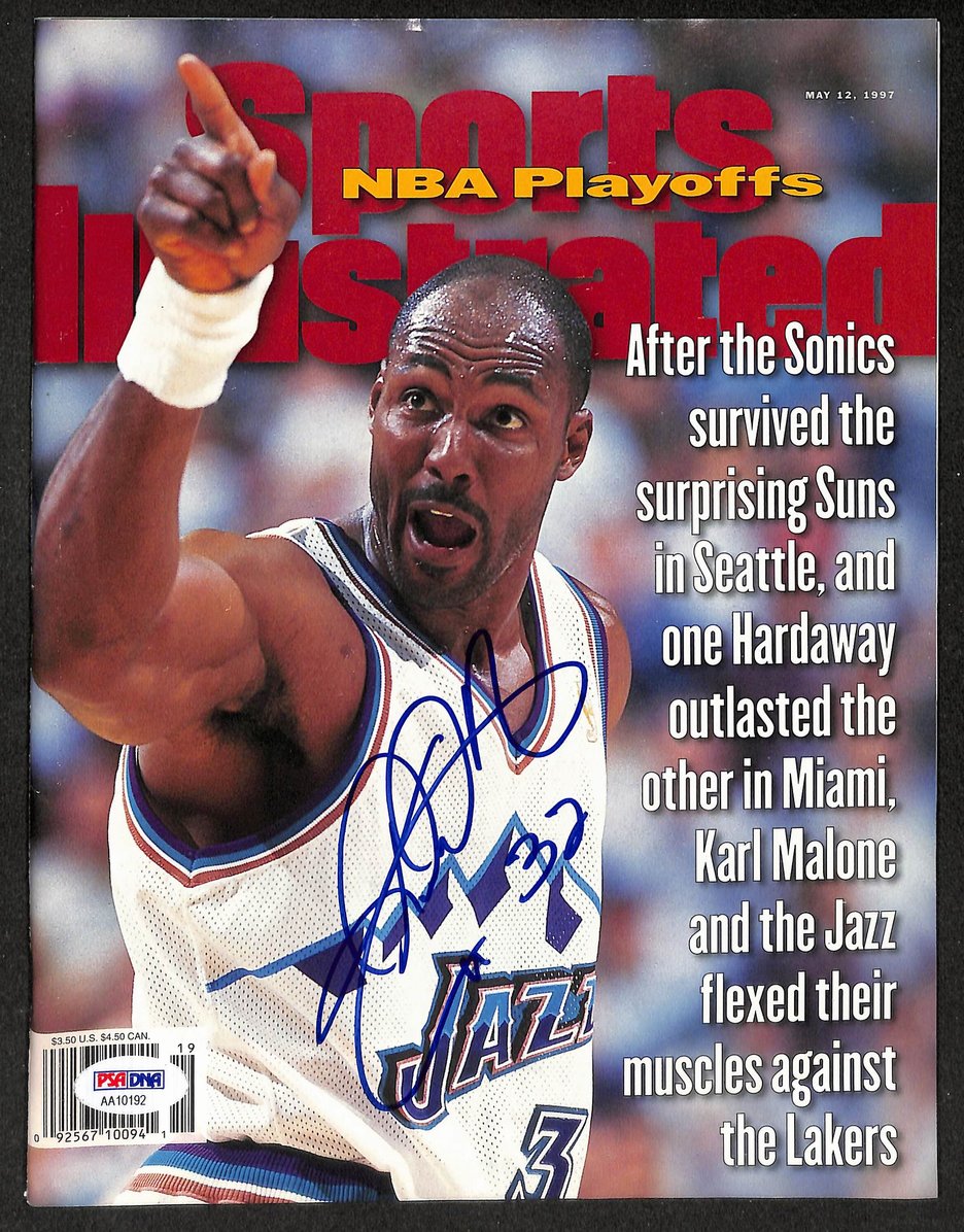 Karl Malone HOF Signed/Autographed 1997 Sports Illustrated Jazz PSA/DNA 212131