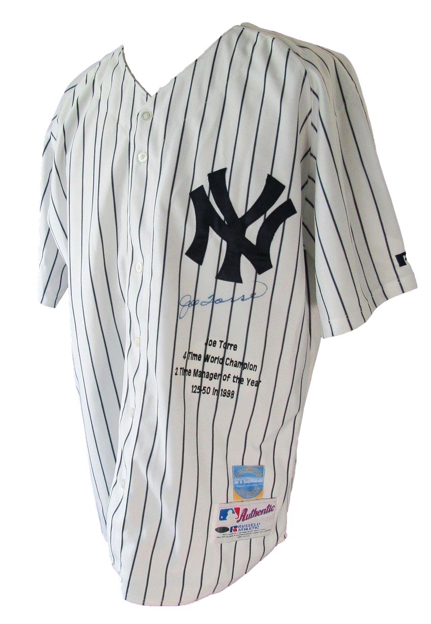 Joe Torre HOF Signed/Auto White Yankees Russell Baseball Jersey Steiner XHC57