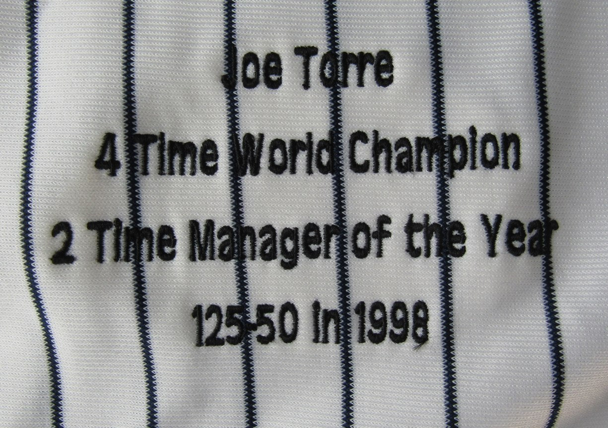 Joe Torre HOF Signed/Auto White Yankees Russell Baseball Jersey Steiner XHC57