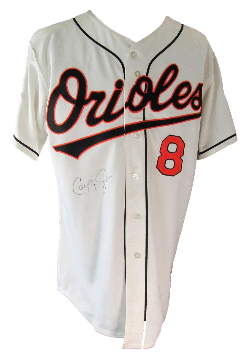 Cal Ripken Jr. HOF Signed White Orioles Majestic Baseball Jersey Steiner XHC59