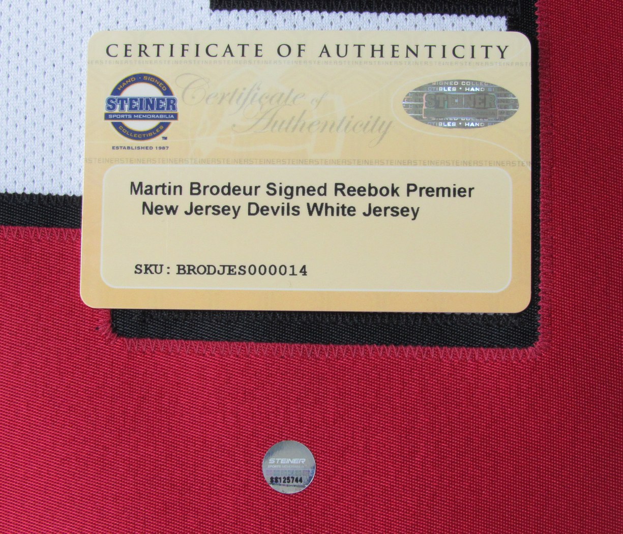 Martin Brodeur HOF Signed/Auto NJ Devils Reebok Hockey Jersey Steiner XHC60