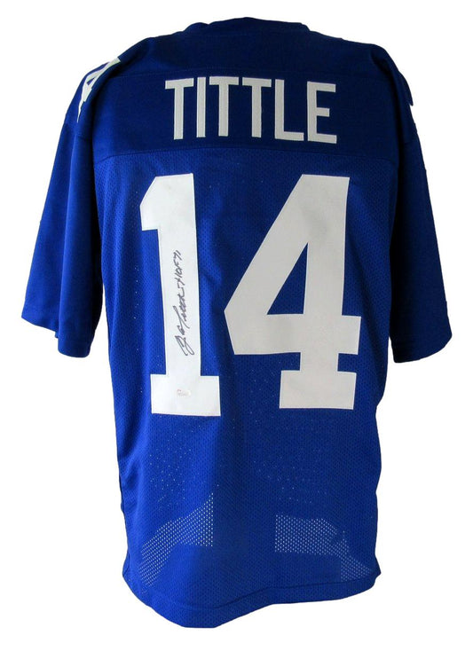 Y.A. Tittle HOF Signed/Autographed Blue Giants Custom Football Jersey JSA XHC65