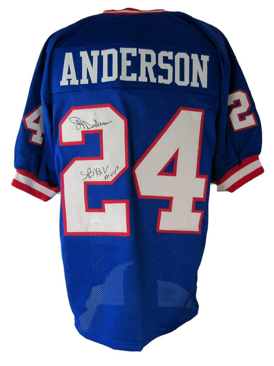 Ottis Anderson Signed/Inscribed Blue Giants Custom Football Jersey JSA XHC66
