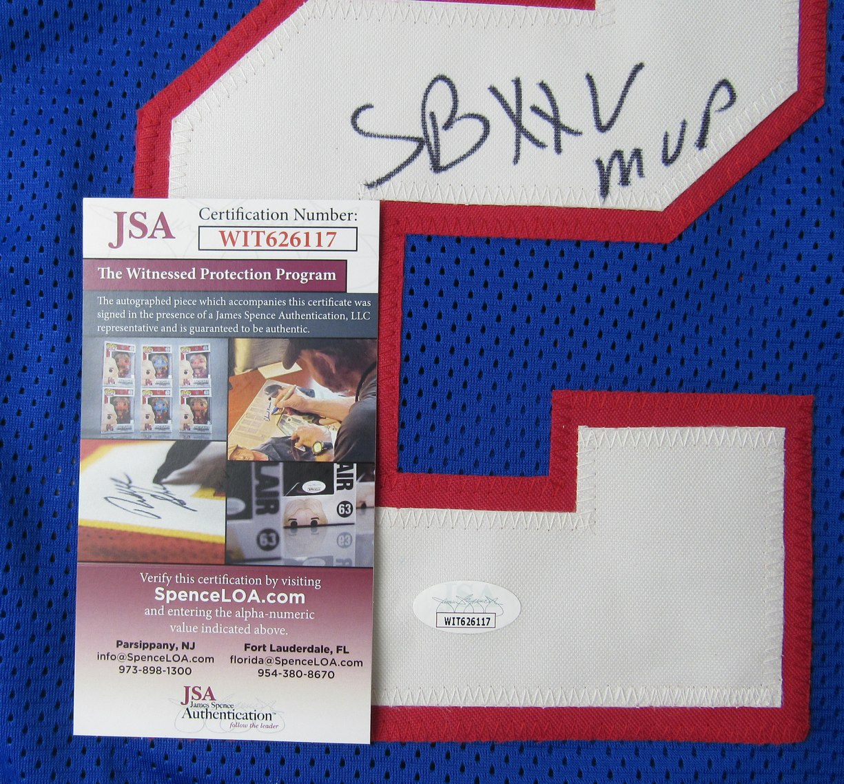 Ottis Anderson Signed/Inscribed Blue Giants Custom Football Jersey JSA XHC66