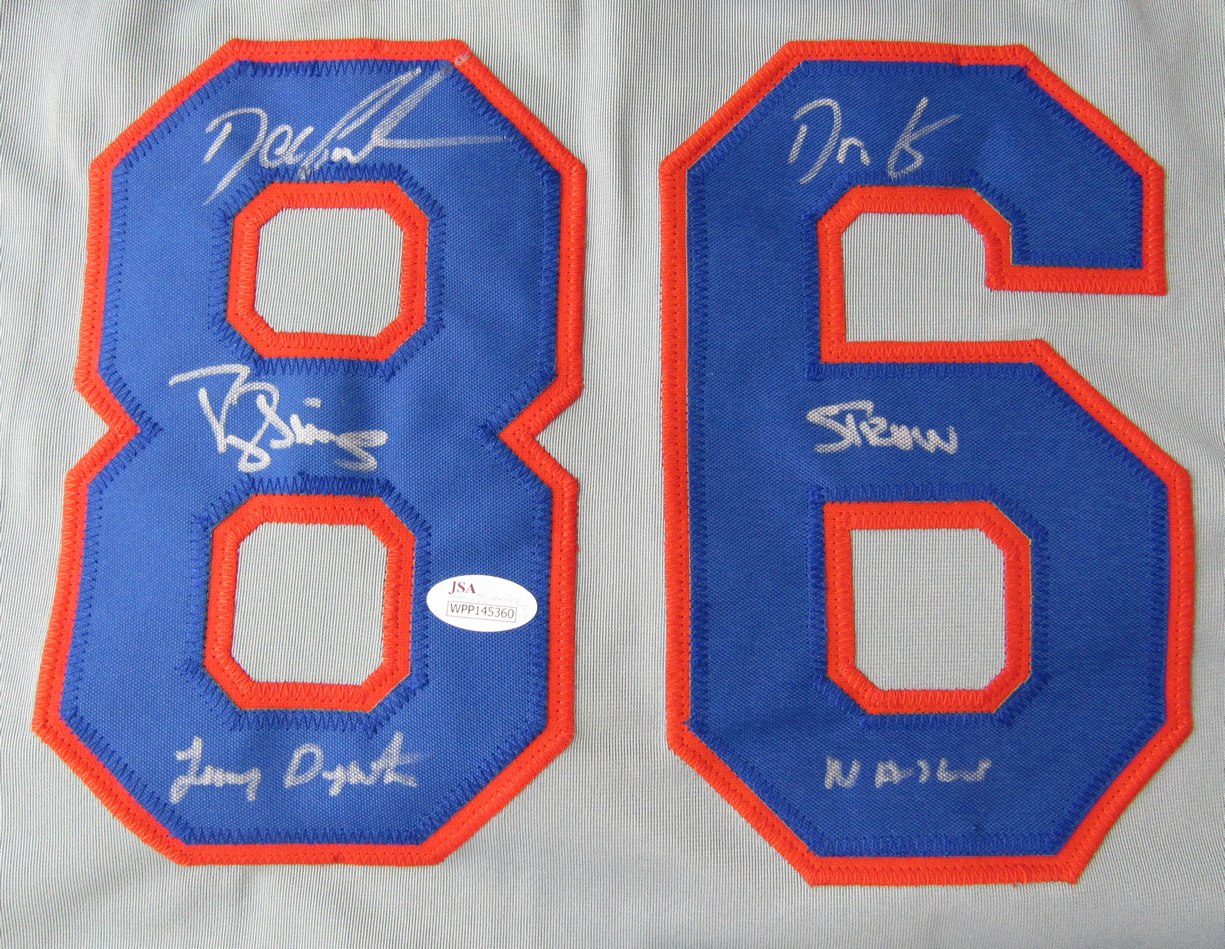 1986 NY Mets Signed/Auto by (3) Gray Bad Boys Custom Baseball Jersey JSA XHC67