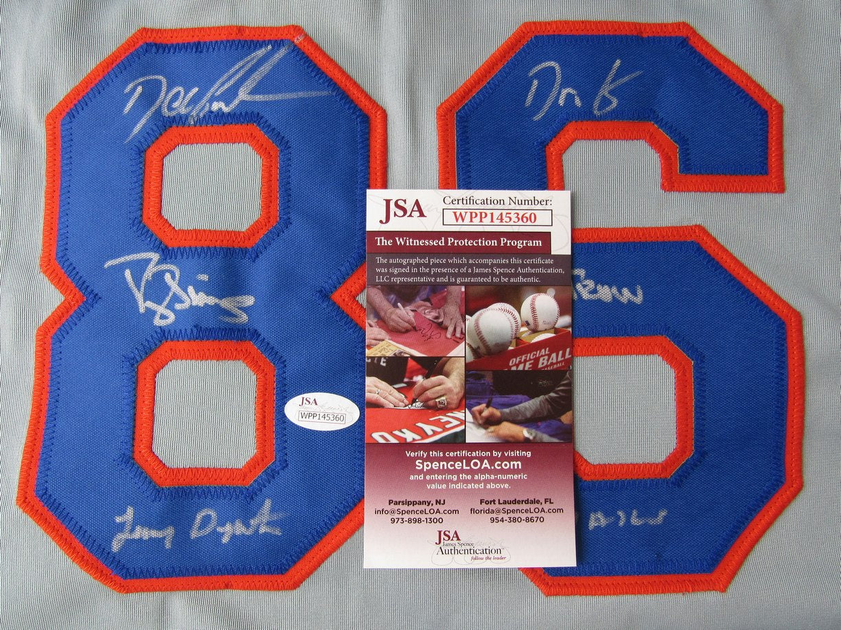 1986 NY Mets Signed/Auto by (3) Gray Bad Boys Custom Baseball Jersey JSA XHC67