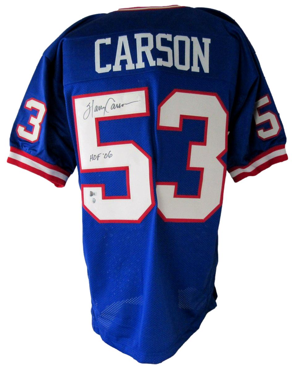Harry Carson HOF Signed/Inscribed Blue Giants Custom Football Jersey SM XHC68