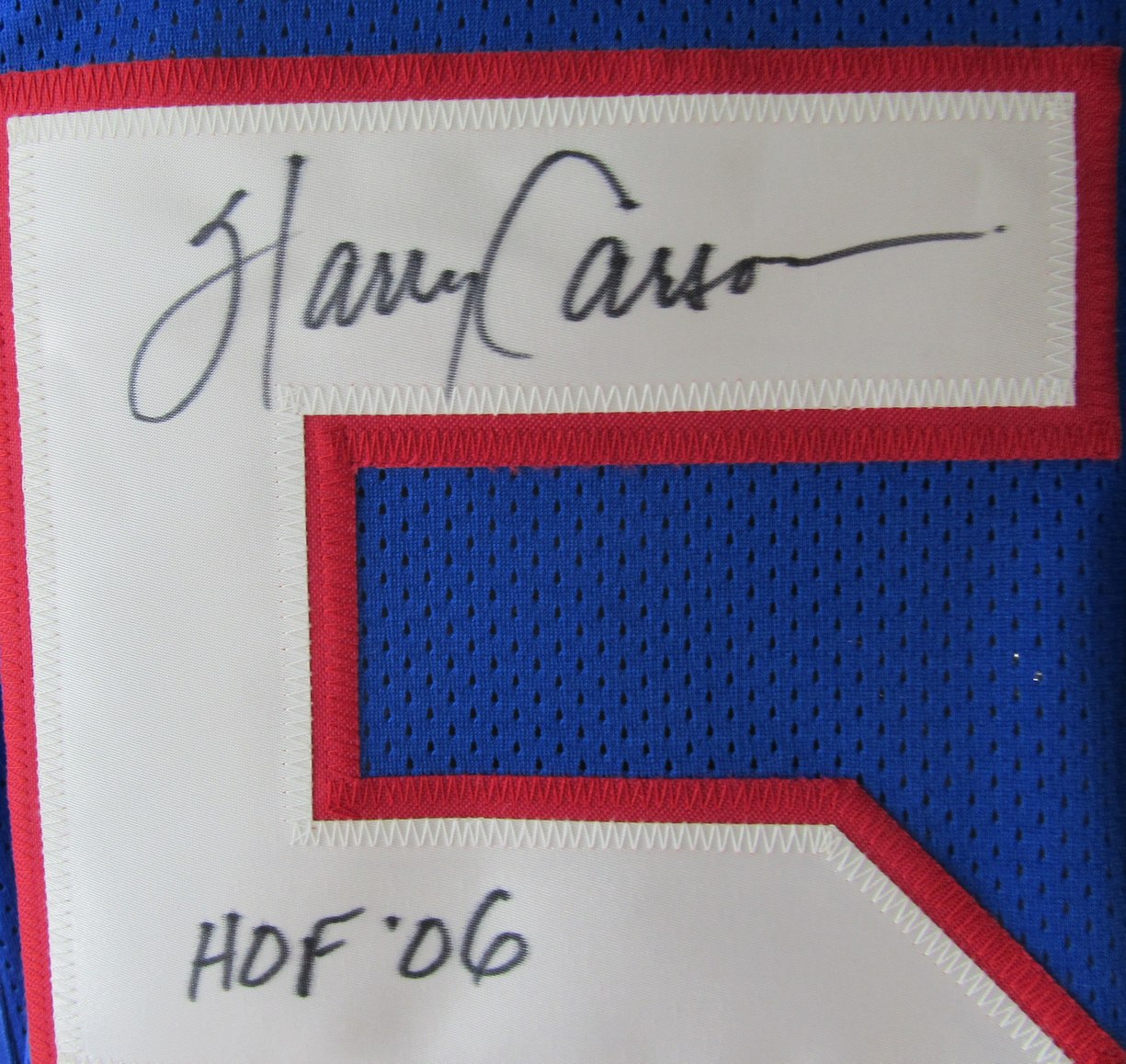 Harry Carson HOF Signed/Inscribed Blue Giants Custom Football Jersey SM XHC68