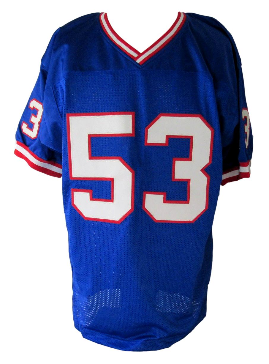 Harry Carson HOF Signed/Inscribed Blue Giants Custom Football Jersey SM XHC68