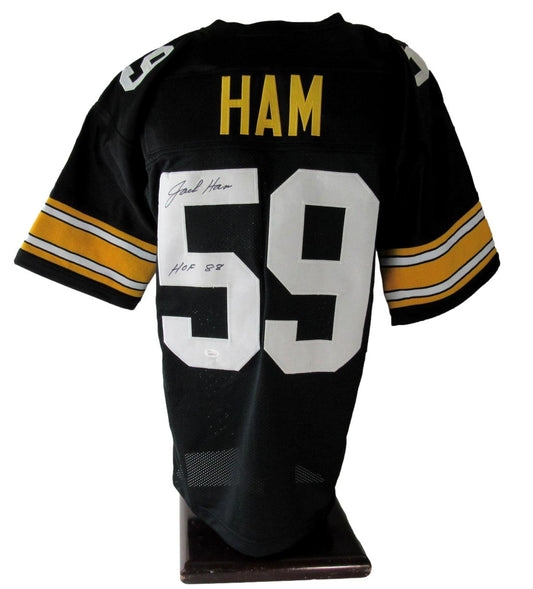 Jack Ham HOF Signed/Inscribed Black Steelers Custom Football Jersey JSA XHC70
