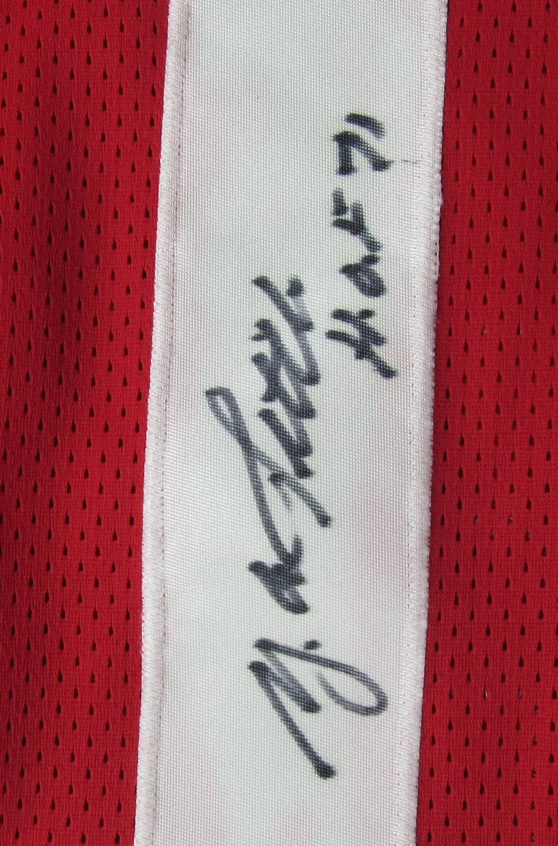 Y.A. Tittle HOF Signed/Inscr Red Giants Custom Football Stats Jersey JSA XHC71