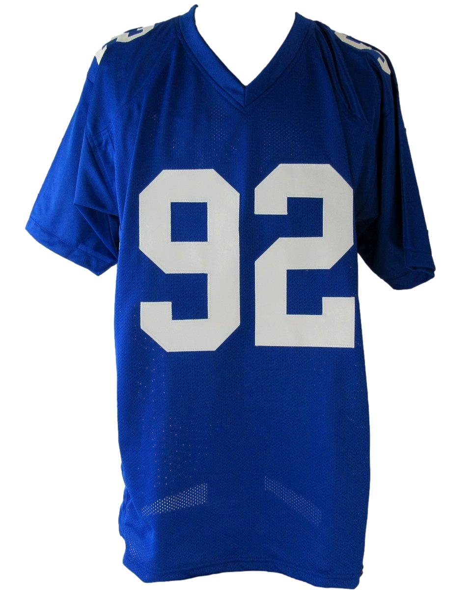 Michael Strahan HOF Signed Giants Custom Football Stats Jersey Beckett XHC72