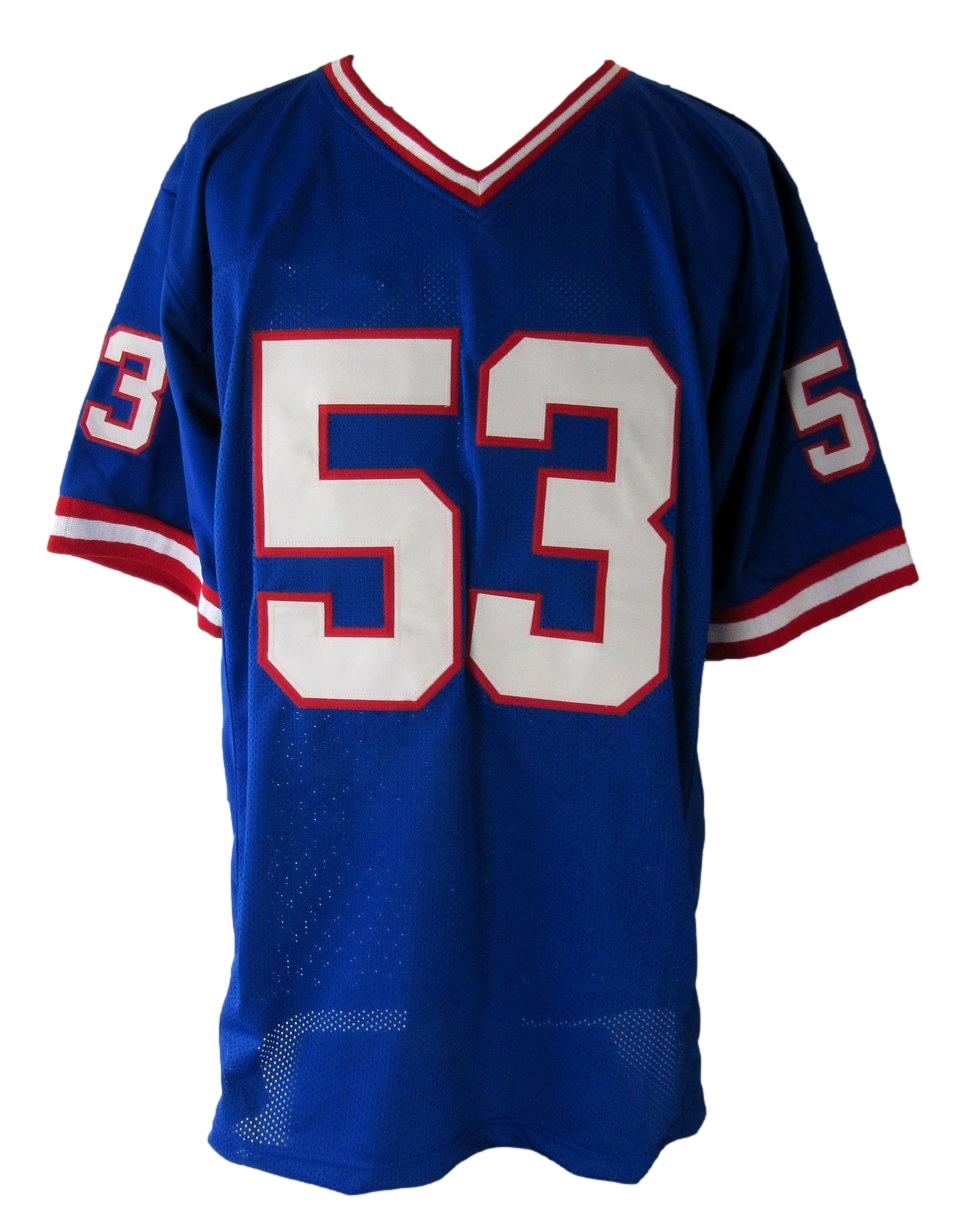 Harry Carson HOF Signed/Inscr Blue Giants Custom Football Stats Jersey LS XHC74