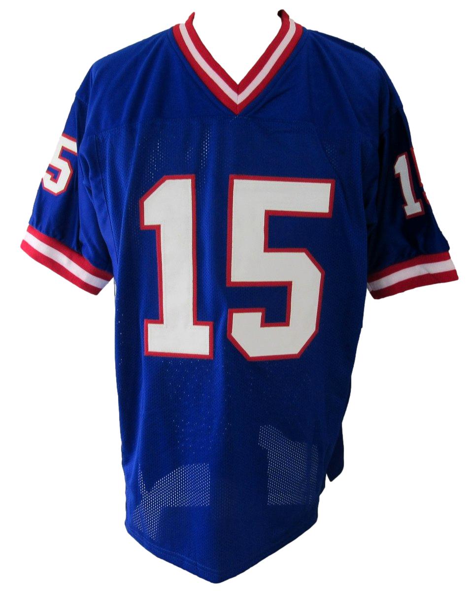 Jeff Hostetler Signed/Auto Blue Giants HOFSM.COM Football Jersey JSA  XHC75