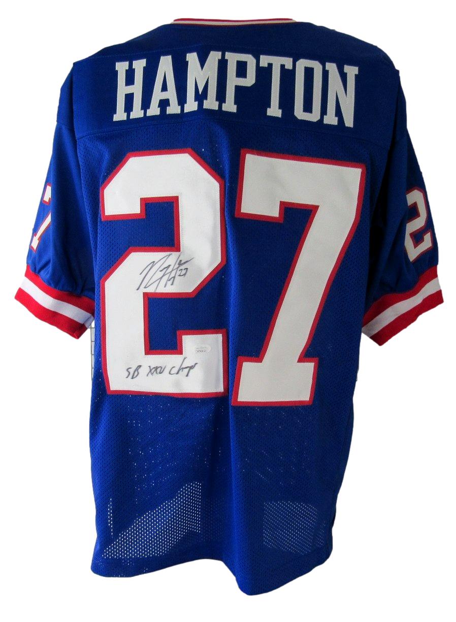 Rodney Hampton Signed/Inscr Blue Giants Custom Football Jersey JSA  XHC81