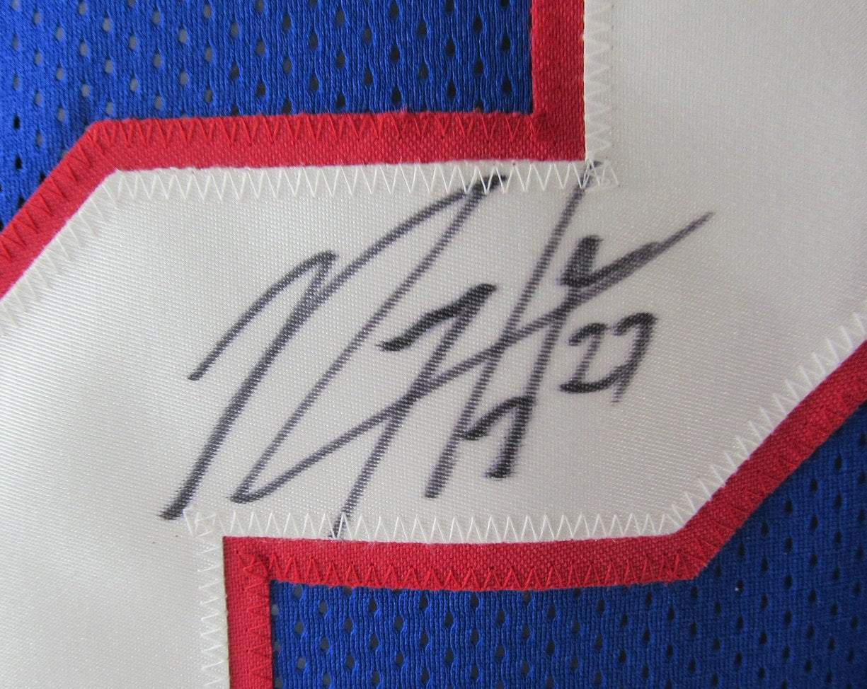 Rodney Hampton Signed/Inscr Blue Giants Custom Football Jersey JSA  XHC81