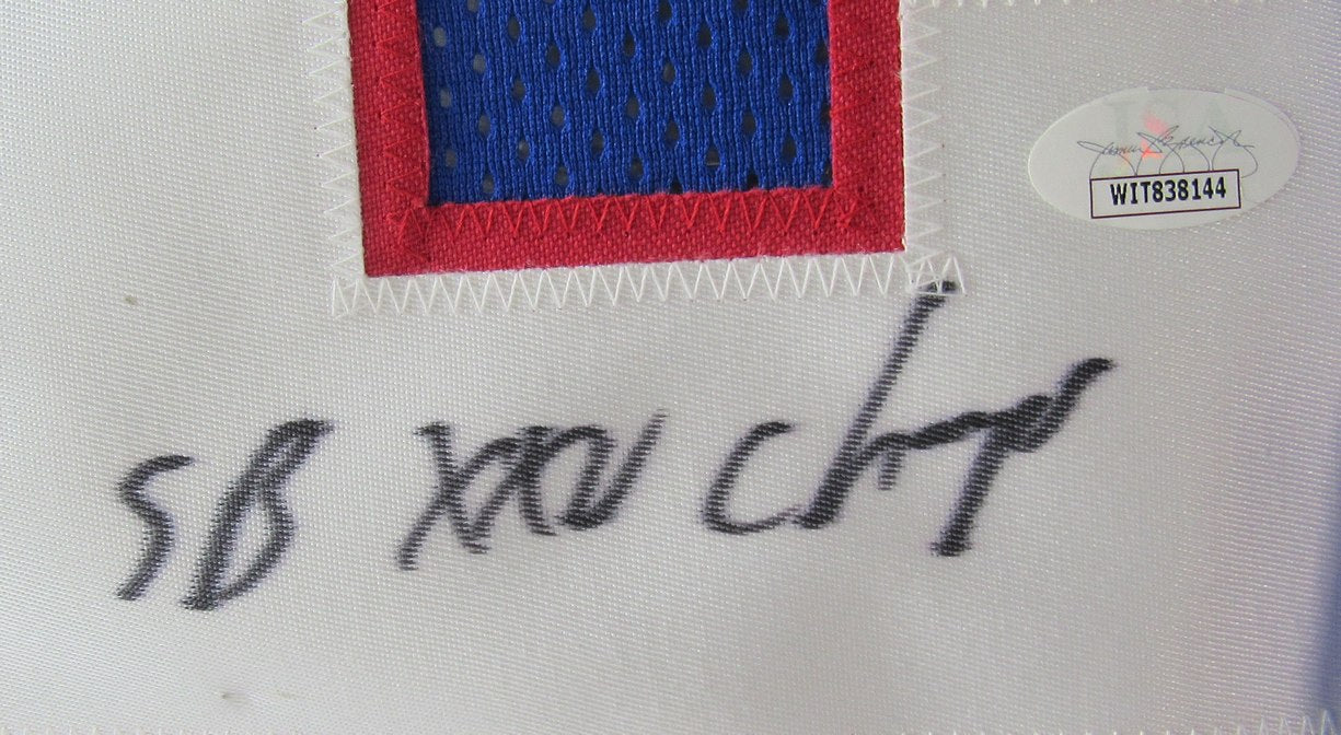 Rodney Hampton Signed/Inscr Blue Giants Custom Football Jersey JSA  XHC81