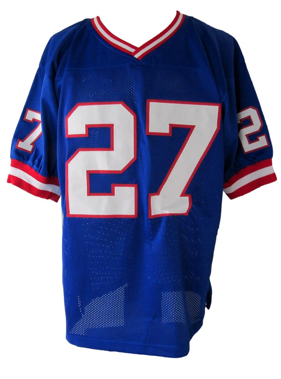 Rodney Hampton Signed/Inscr Blue Giants Custom Football Jersey JSA  XHC81