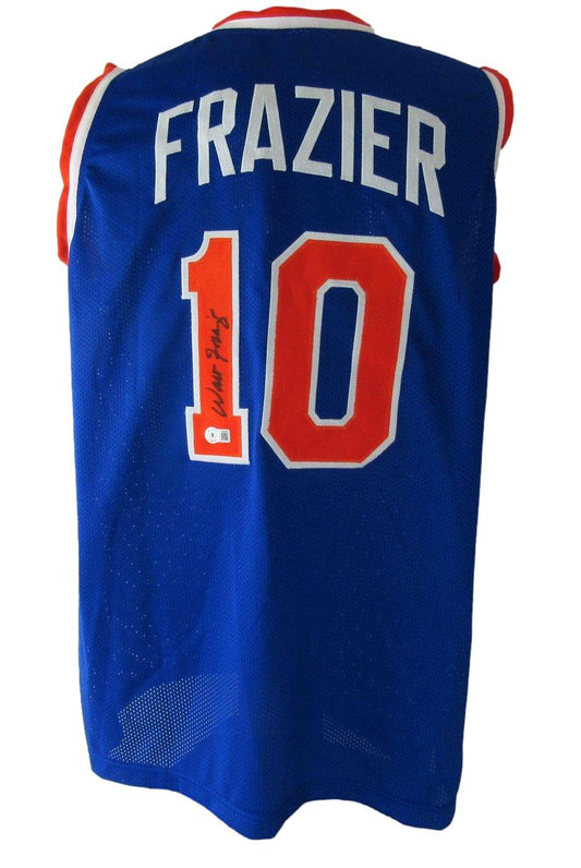 Walt Frazier HOF Signed New York Knicks Custom Basketball Jersey Beckett  XHC82