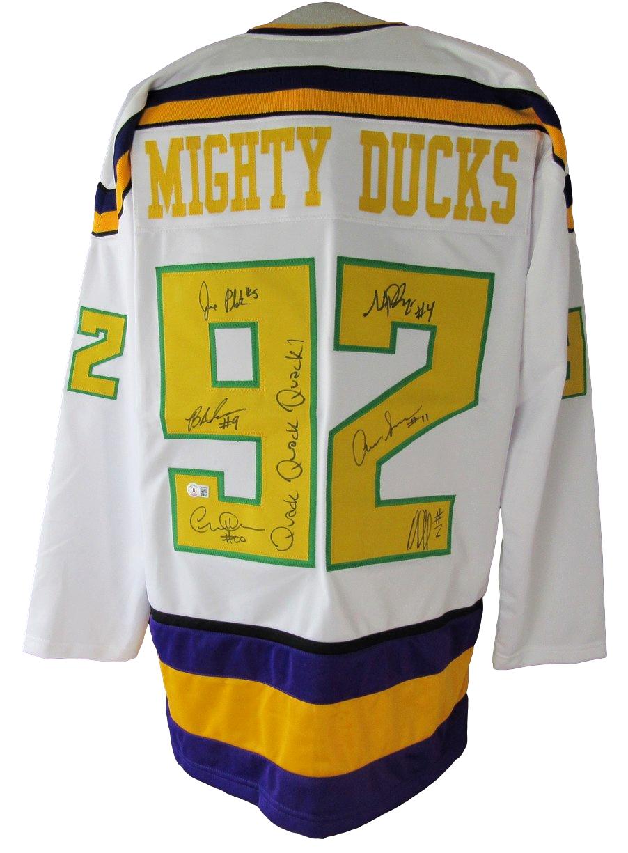 Mighty Ducks Multi-Signe/Autographed by (6) Custom Hockey Jersey Beckett XHC84