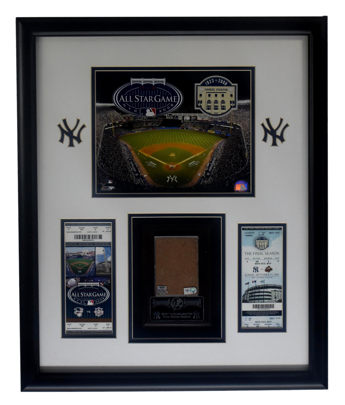 2008 All Star Game Ticket Collage w/ Game Used Dirt Yankee Stadium Framed XHC85